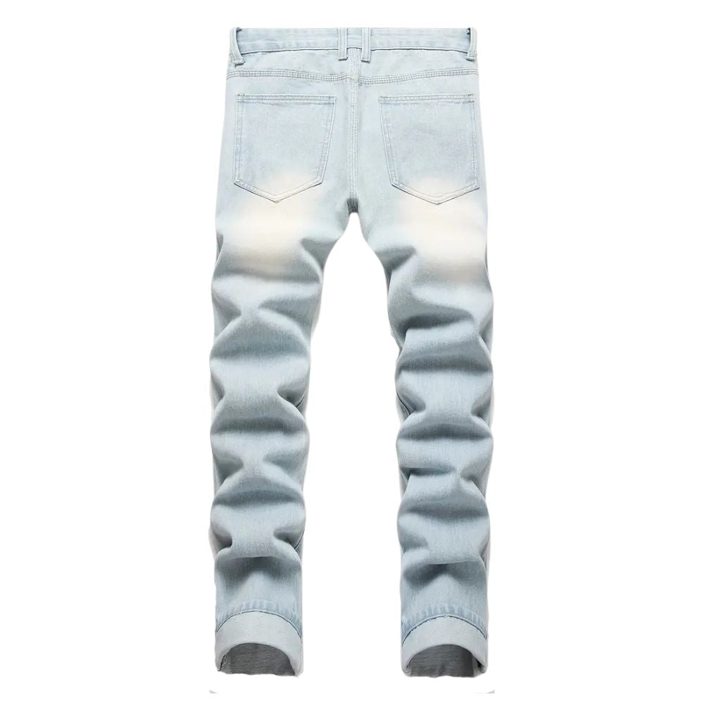 Slim-Fit Ripped Bleach Wash Jeans | Men's